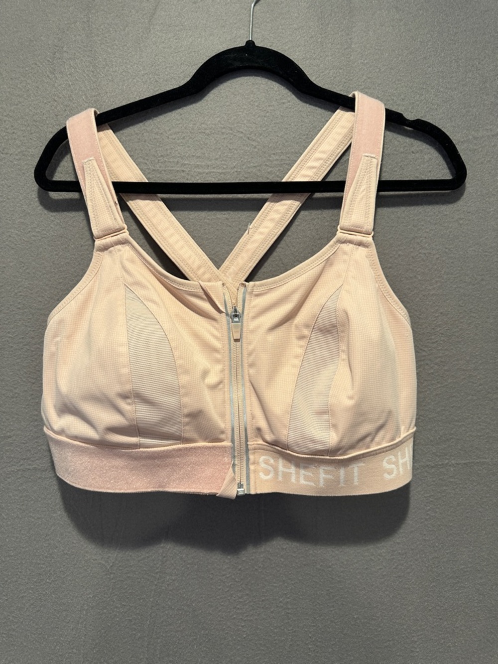 SHEFIT Pale Blush Front-Zip High Support Sports Bra